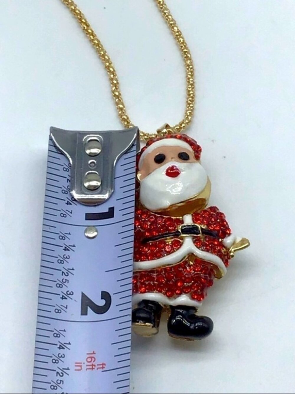 Red Crystal Santa Claus Christmas Necklace